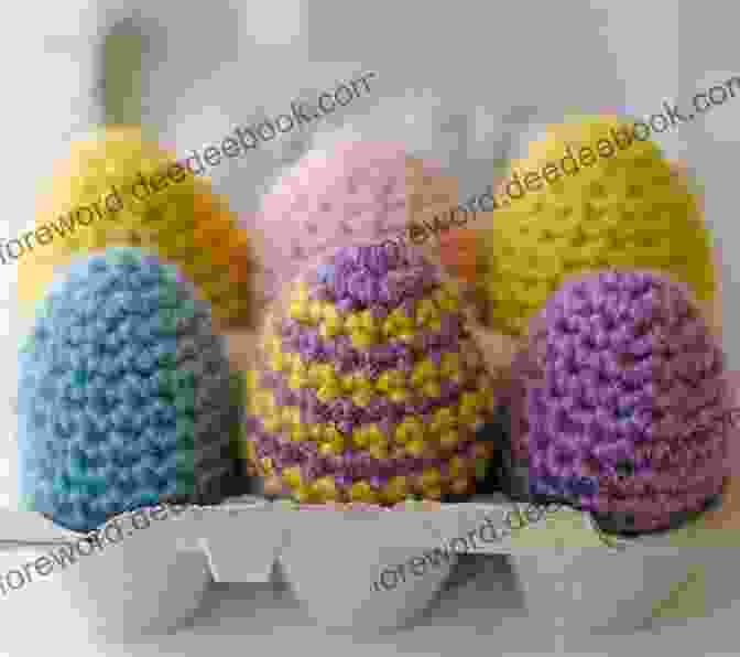 A Vibrant Crocheted Easter Egg Featuring A Spectrum Of Rainbow Colors, Capturing The Joy Of Springtime. A Dozen Easter Eggs: Crochet Pattern