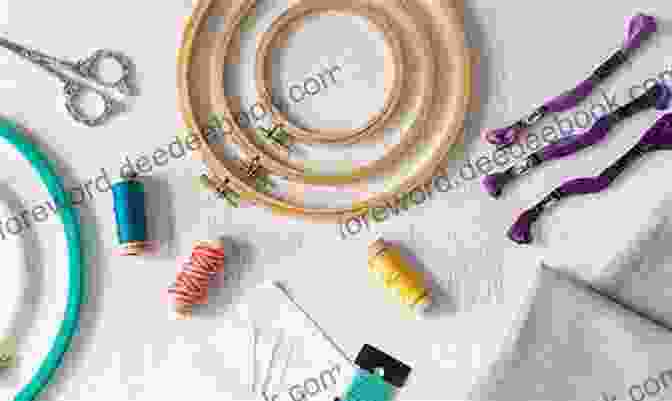 Image Showing Essential Embroidery Tools And Materials, Such As Needles, Threads, Fabric, And Embroidery Hoop. Hand Embroidery Instructions: Hand Embroidery Technique For Beginners Step By Step